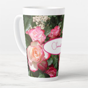 Tasse Latte Fleur Rose rouge et blanc Roses floraux