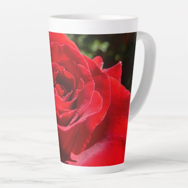 Tasse Latte Fleur rose rouge vif Belle florale (Angle droit)