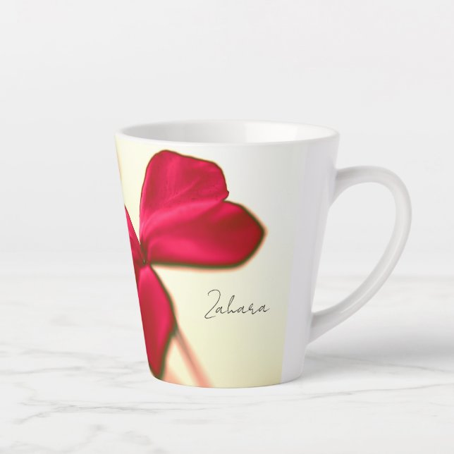 Tasse Latte Fleur rouge élégante Impression latte (Droite)