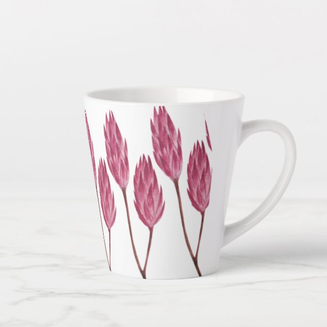 Tasse Latte Fleur rouge illustrée à la main (Droite)