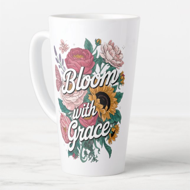 Tasse Latte Fleurir avec grâce (Angle gauche)