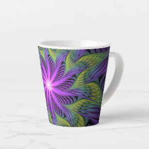 Tasse Latte Fleuron vert violet Art Abstrait fractal moderne