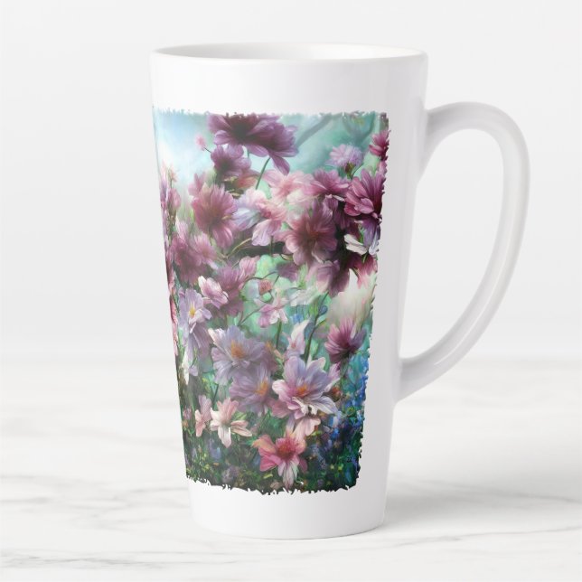 Tasse Latte Fleurs à éclaboussures de fleurs de cerisier (Droite)