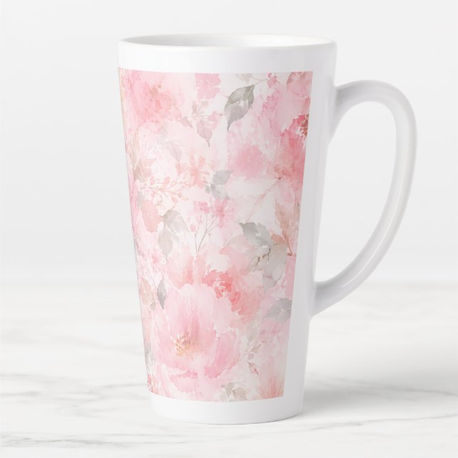 Tasse Latte Fleurs aquarelles Blush Bloom (Droite)