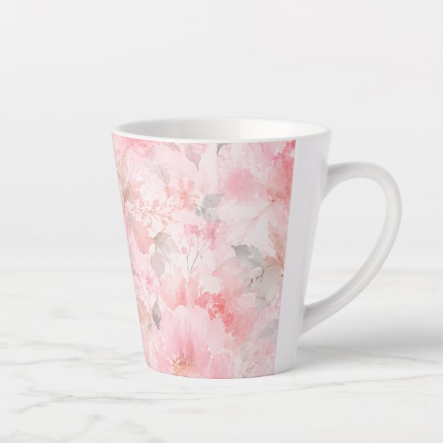Tasse Latte Fleurs aquarelles Blush Bloom (Droite)