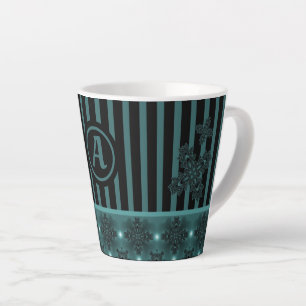Tasse Latte Fleurs Artdeco en style rétro avec monogramme