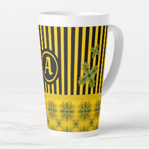 Tasse Latte Fleurs Artdeco en style rétro avec monogramme