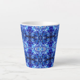 Tasse Latte Fleurs bleues abstraites
