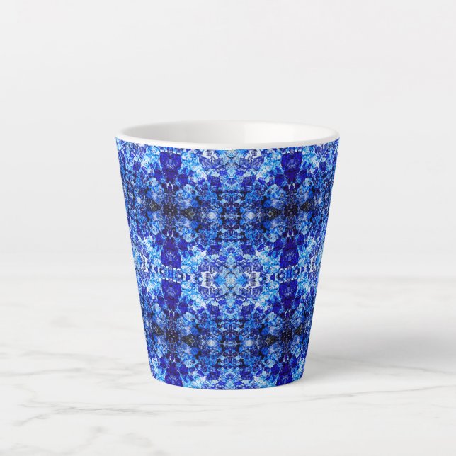 Tasse Latte Fleurs bleues abstraites (Devant)