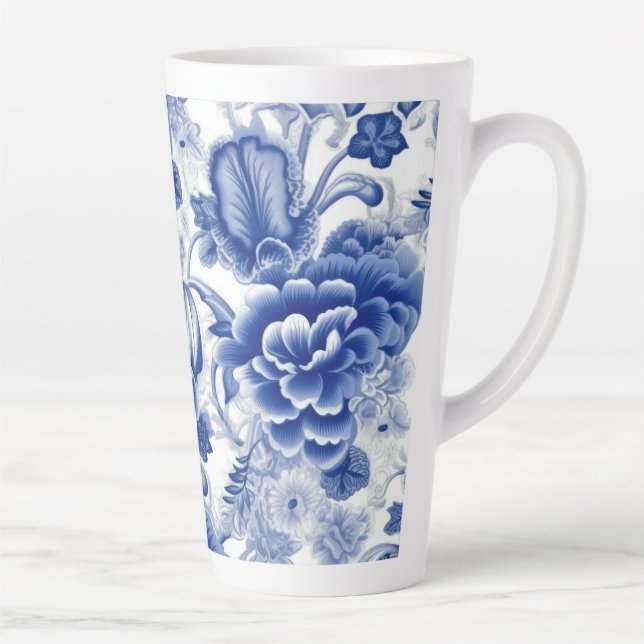Tasse Latte Fleurs bleues Indigo (Droite)