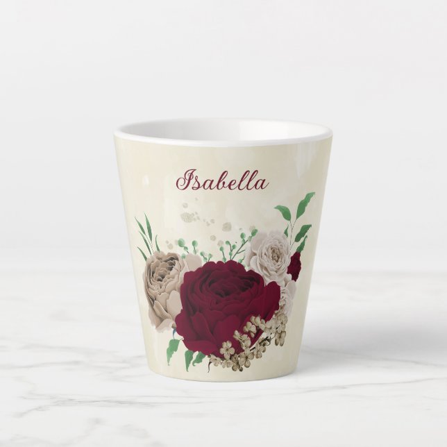 Tasse Latte fleurs champagne Bourgogne (Devant)