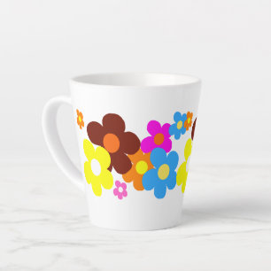 Tasse Latte Fleurs colorées joyeuses
