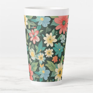 Tasse Latte Fleurs Colorées/Printemps