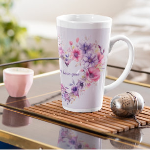 Tasse Latte Fleurs d'amour Couronne florale Saint Valentin