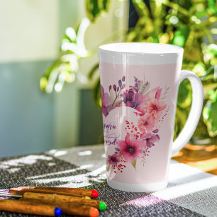 Tasse Latte Fleurs d'amour   Noms personnalisés   Saint Valent