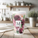 Tasse Latte Fleurs d'aquarelle modernes Monogrammes<br><div class="desc">Fleurs d'aquarelle modernes Monogrammes</div>