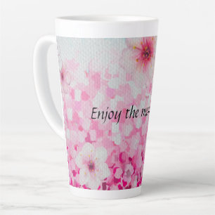 Tasse Latte Fleurs de cerisiers impressionnistes