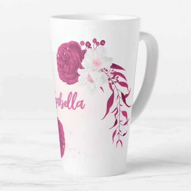 Tasse Latte fleurs de fuchsia botanique  (Angle droit)