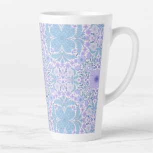 Tasse Latte Fleurs de jardin rétro en bleu et violet