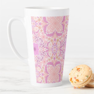 Tasse Latte Fleurs de jardin rétro en rose