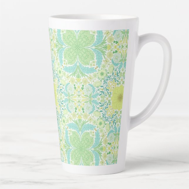Tasse Latte Fleurs de jardin rétro en vert et jaune (Droite)