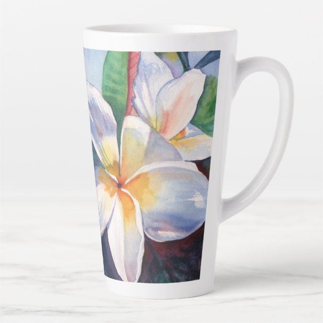 Tasse Latte Fleurs de la Plumeria tropicale (Droite)