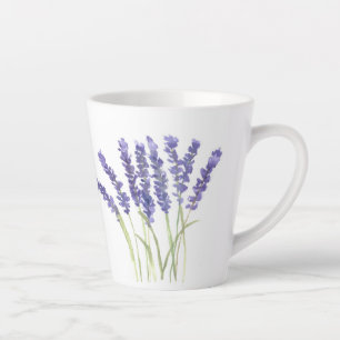 Tasse Latte Fleurs de lavande Aquarelle Florale pourpre