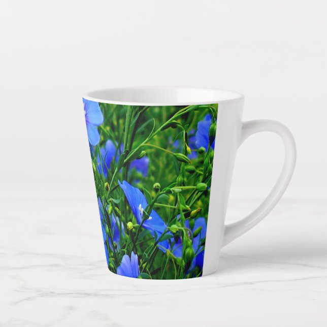Tasse Latte Fleurs de lin bleu lin (Droite)