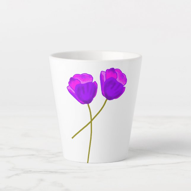 Tasse Latte Fleurs de pavot pourpres (Devant)