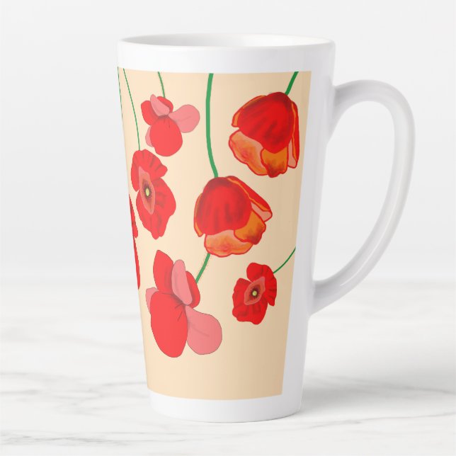 Tasse Latte Fleurs de pavot rouge (Droite)