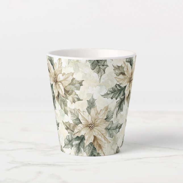 Tasse Latte Fleurs de Poinsettia crème (Devant)