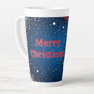Tasse Latte Fleurs de Poinsettia Festives avec Neige