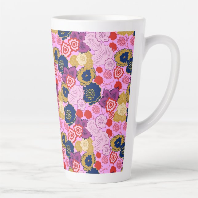 Tasse Latte Fleurs de printemps (Droite)