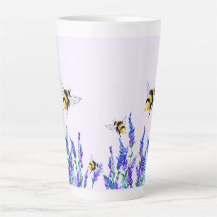 Tasse Latte Fleurs de Printemps et Abeilles