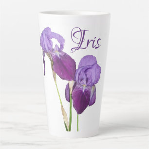 Tasse Latte Fleurs de printemps violettes personnalisables Iri