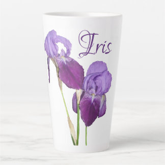 Tasse Latte Fleurs de printemps violettes personnalisables Iri