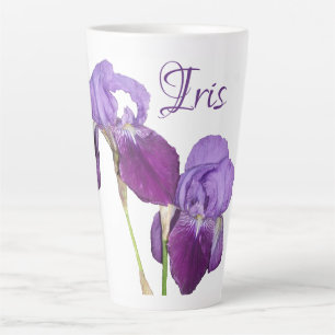 Tasse Latte Fleurs de printemps violettes personnalisables Iri