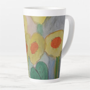 Tasse Latte Fleurs de soleil Abstraites