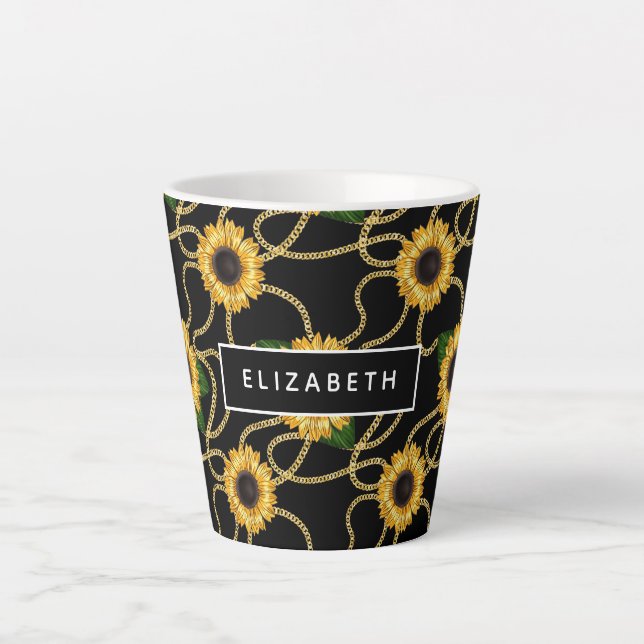 Tasse Latte Fleurs de soleil jaunes élégantes Motif élégant su (Devant)
