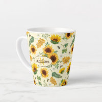 Fleurs de soleil jaunes et abeilles de miel Custom