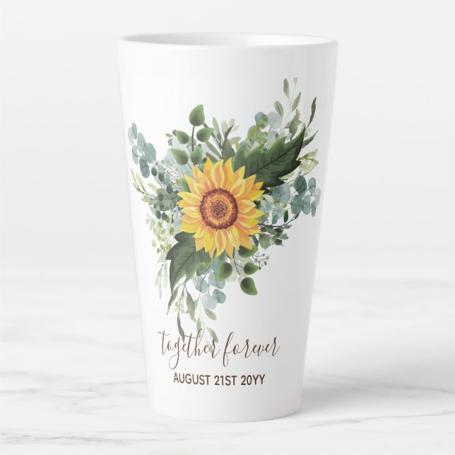 Tasse Latte Fleurs de soleil rustiques Eucalyptus Leaf (Devant)