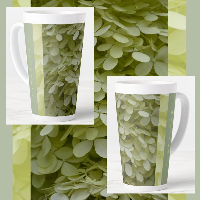 Tasse Latte Fleurs d'hydrangée verte Celadon (Créateur téléchargé)