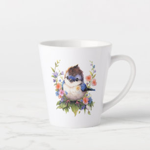 Tasse Latte Fleurs d'oiseau de fée aquarelle Clipart-73610