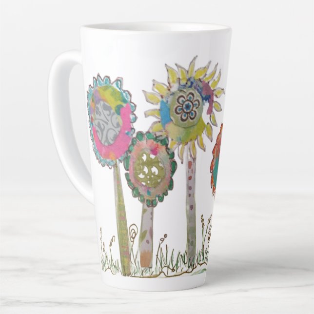 Tasse Latte Fleurs drôles  (Angle gauche)