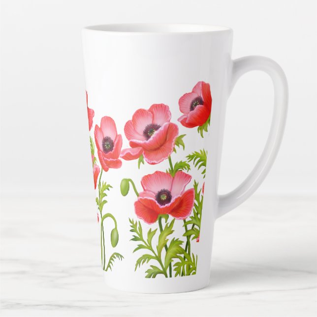 Tasse Latte Fleurs du jardin de pavots rouges (Droite)