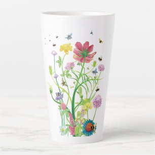 Tasse Latte Fleurs épanouies pour abeilles sauvages et bourdon