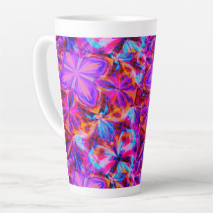 Tasse Latte Fleurs et papillons en Abstrait