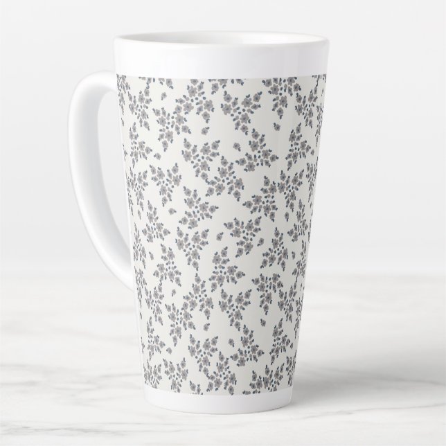 Tasse Latte Fleurs fantaisistes grises (Angle gauche)