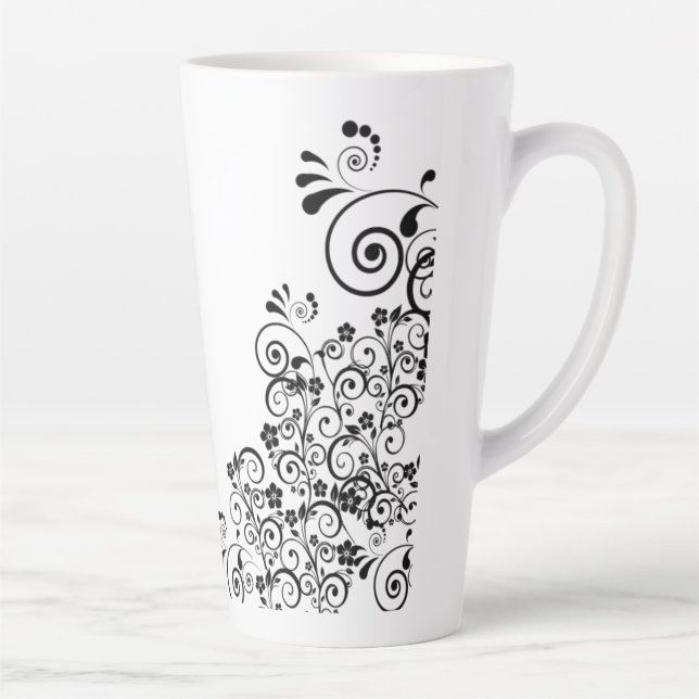 Tasse Latte fleurs-florales-décoratives (Droite)
