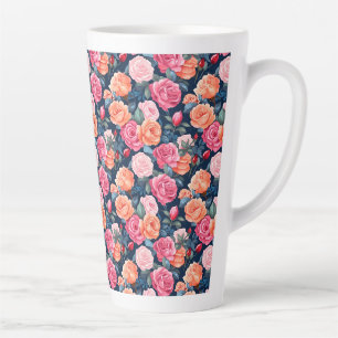 Tasse Latte Fleurs florales roses Motif-80037